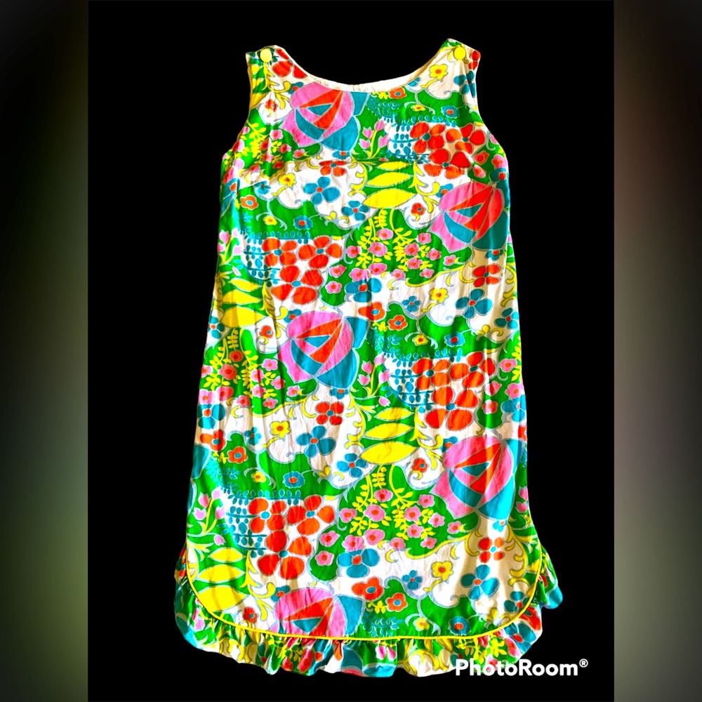 Vibrant Floral Sleeveless Shift Dress - Green Multicolor